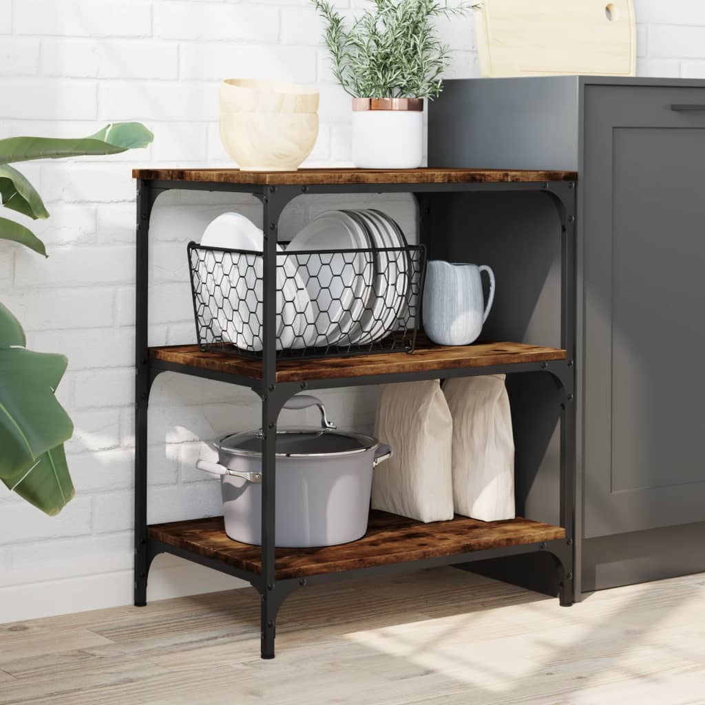 Kitchen Trolley Smoked Oak 23.6"x16.1"x29.9" Engineered Wood