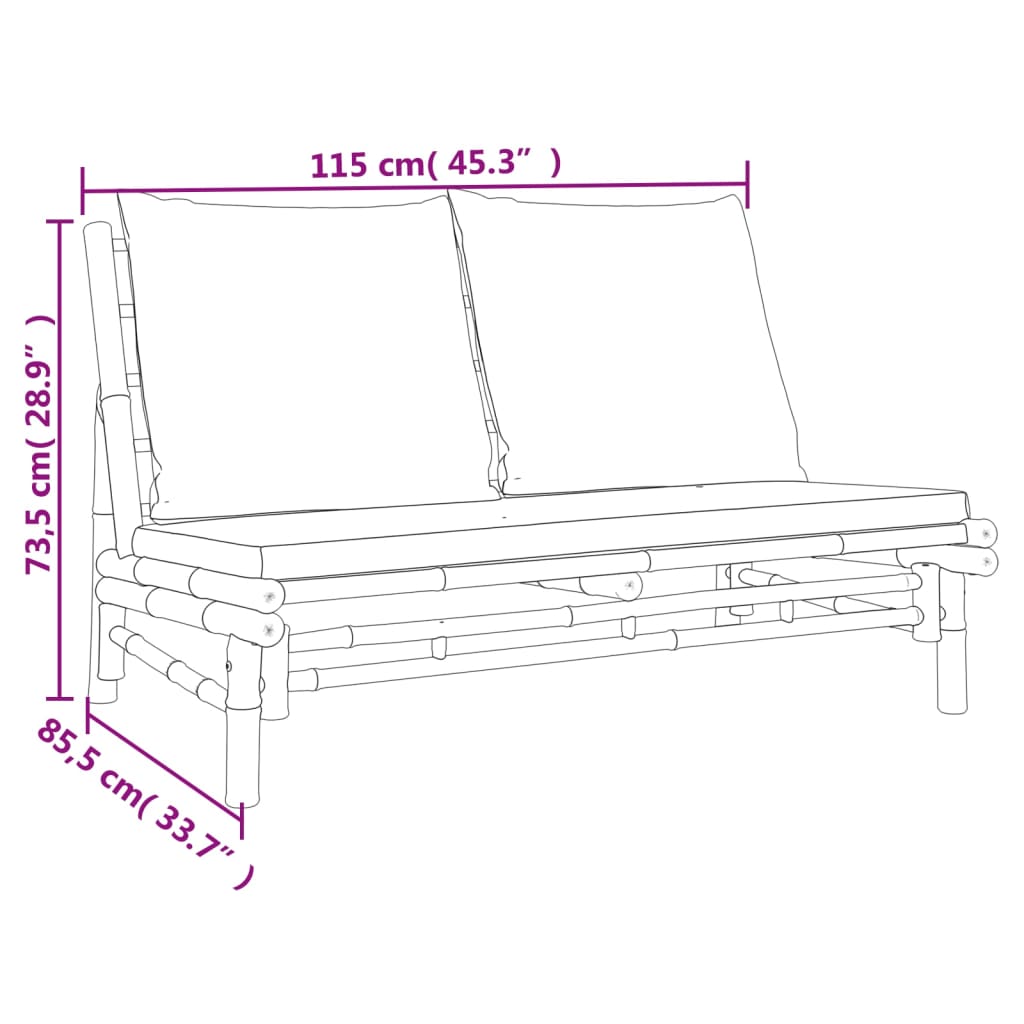 3 Piece Patio Lounge Set with Dark Gray Cushions Bamboo