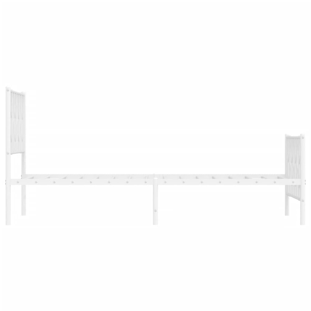 Metal Bed Frame without Mattress with Footboard White 39.4"x78.7"