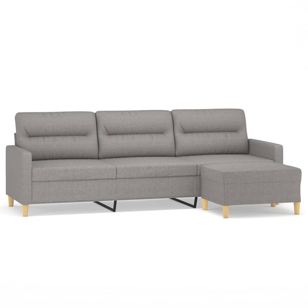 3-Seater Sofa with Footstool Light Gray 82.7" Fabric