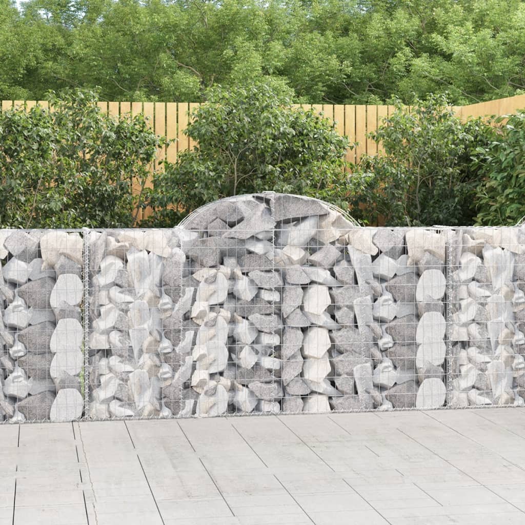 Arched Gabion Baskets 14 pcs 78.7"x11.8"x39.4"/47.2" Galvanized Iron