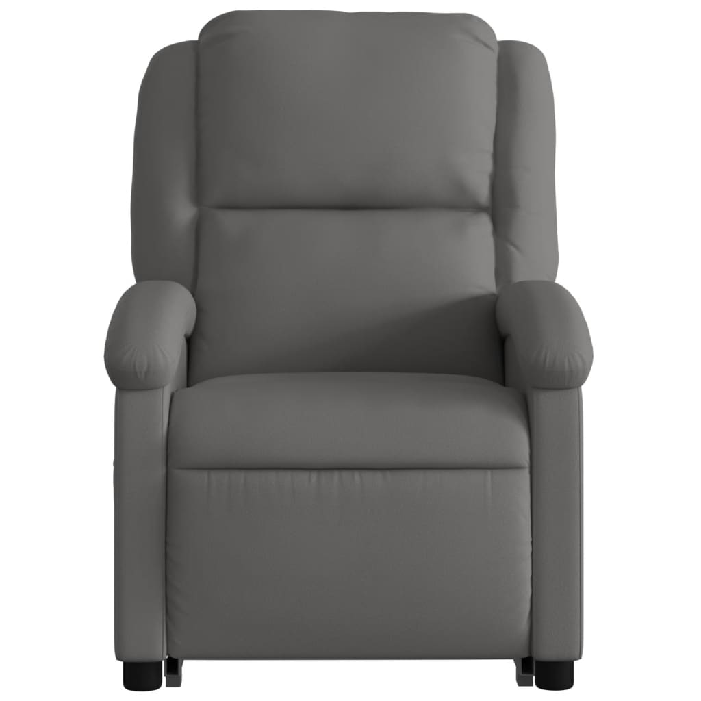 Stand up Massage Recliner Chair Gray Real Leather