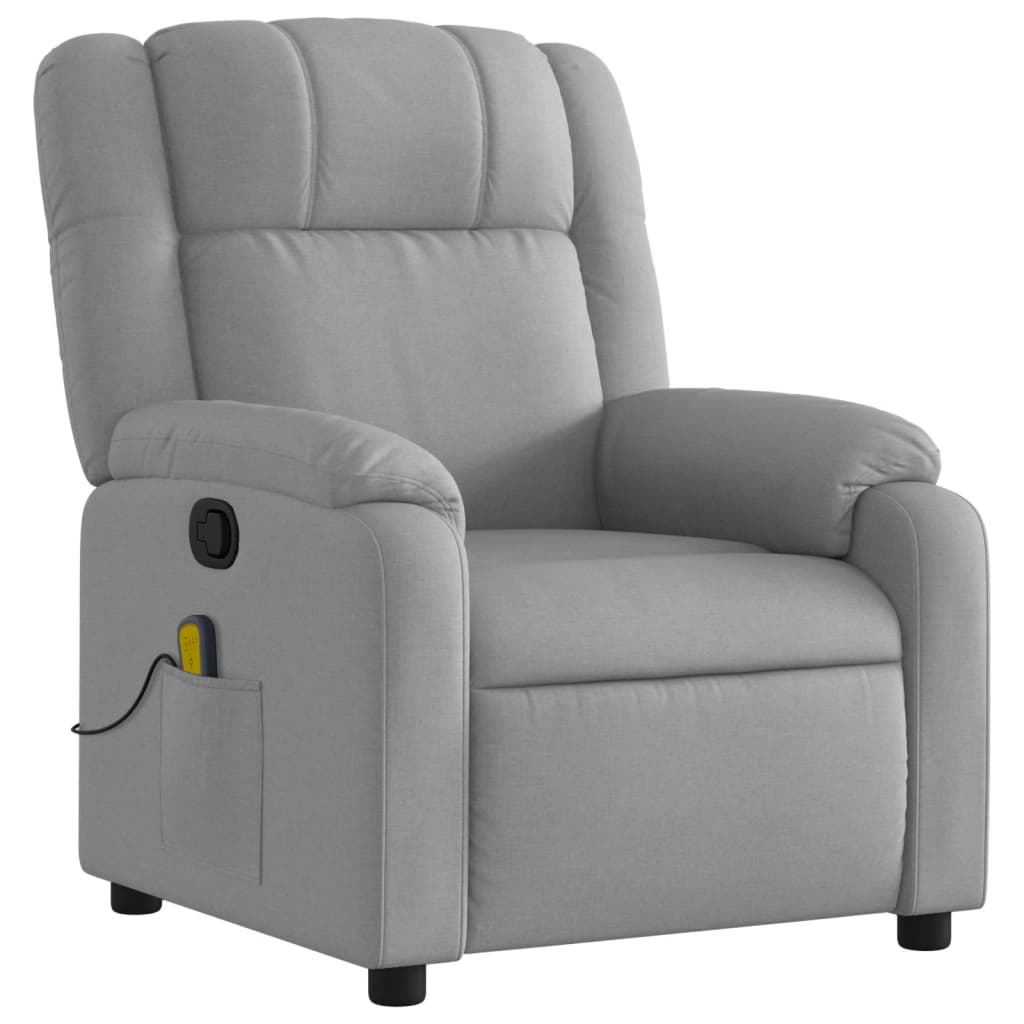 Massage Recliner Chair Light Gray Fabric