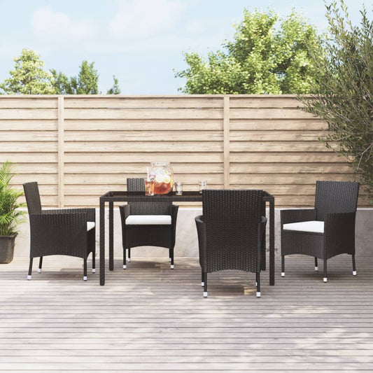 Patio Chairs with Cushions 4 pcs Poly Rattan Black