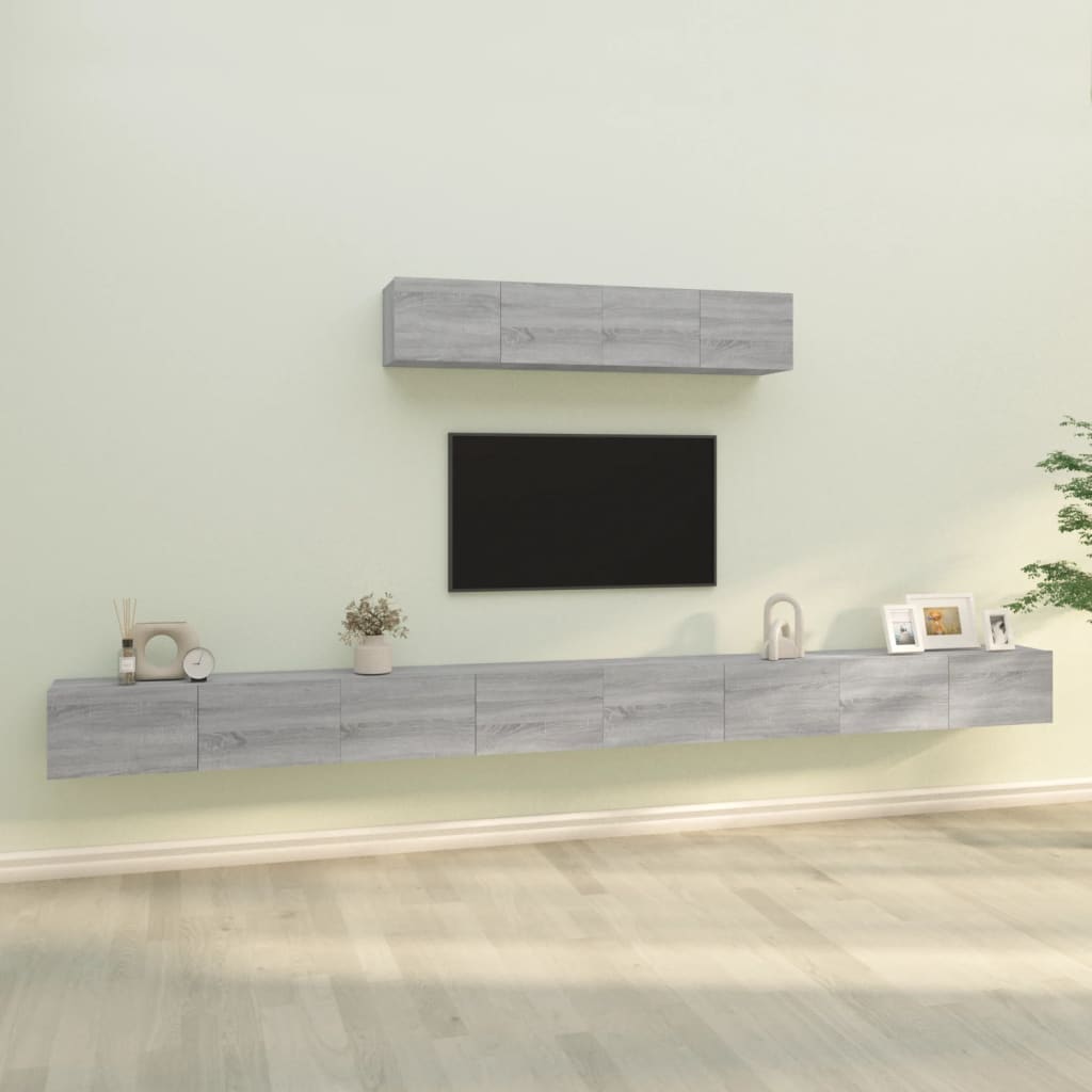 6 Piece TV Stand Set Concrete Gray Engineered Wood