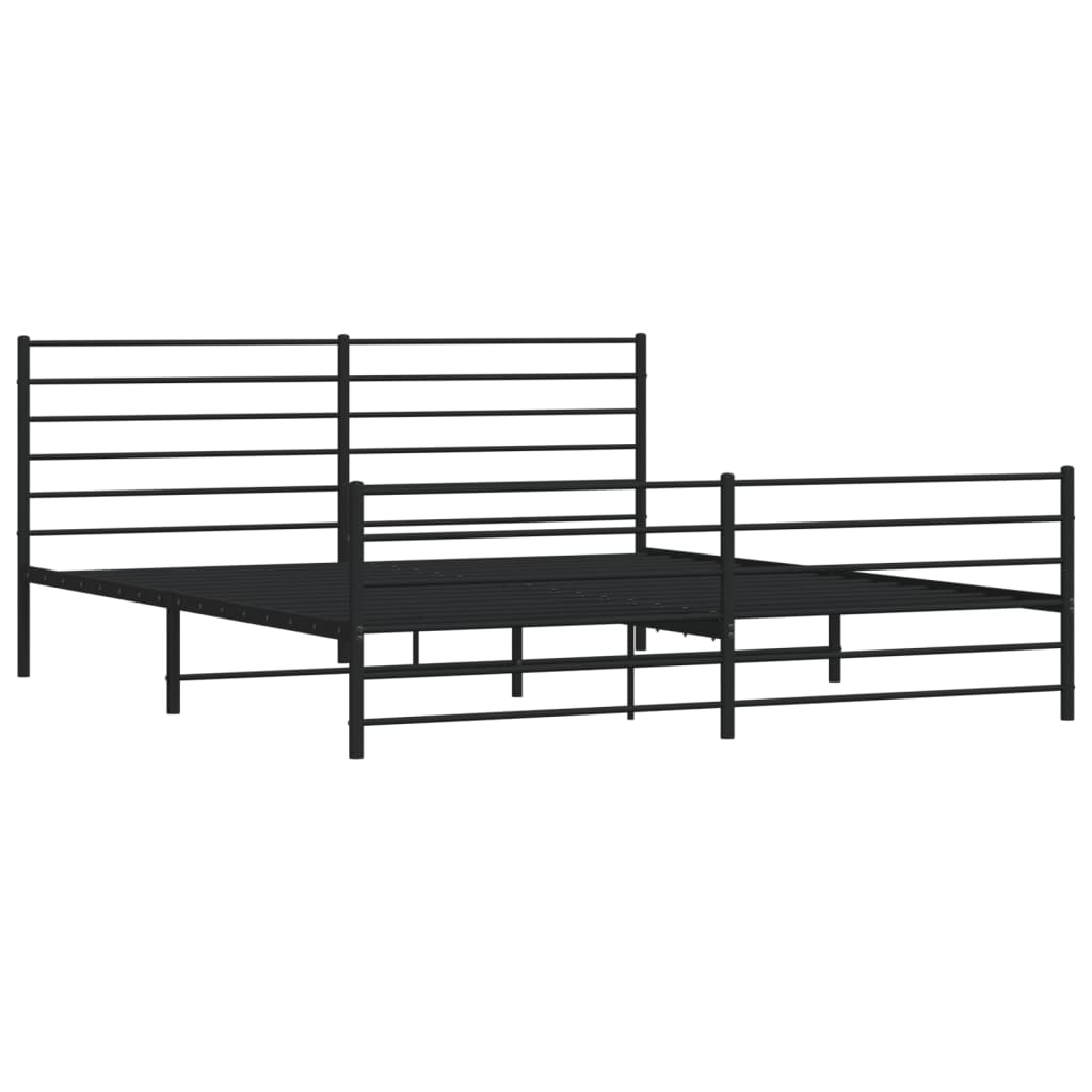 Metal Bed Frame without Mattress with Footboard Black 76"x79.9"