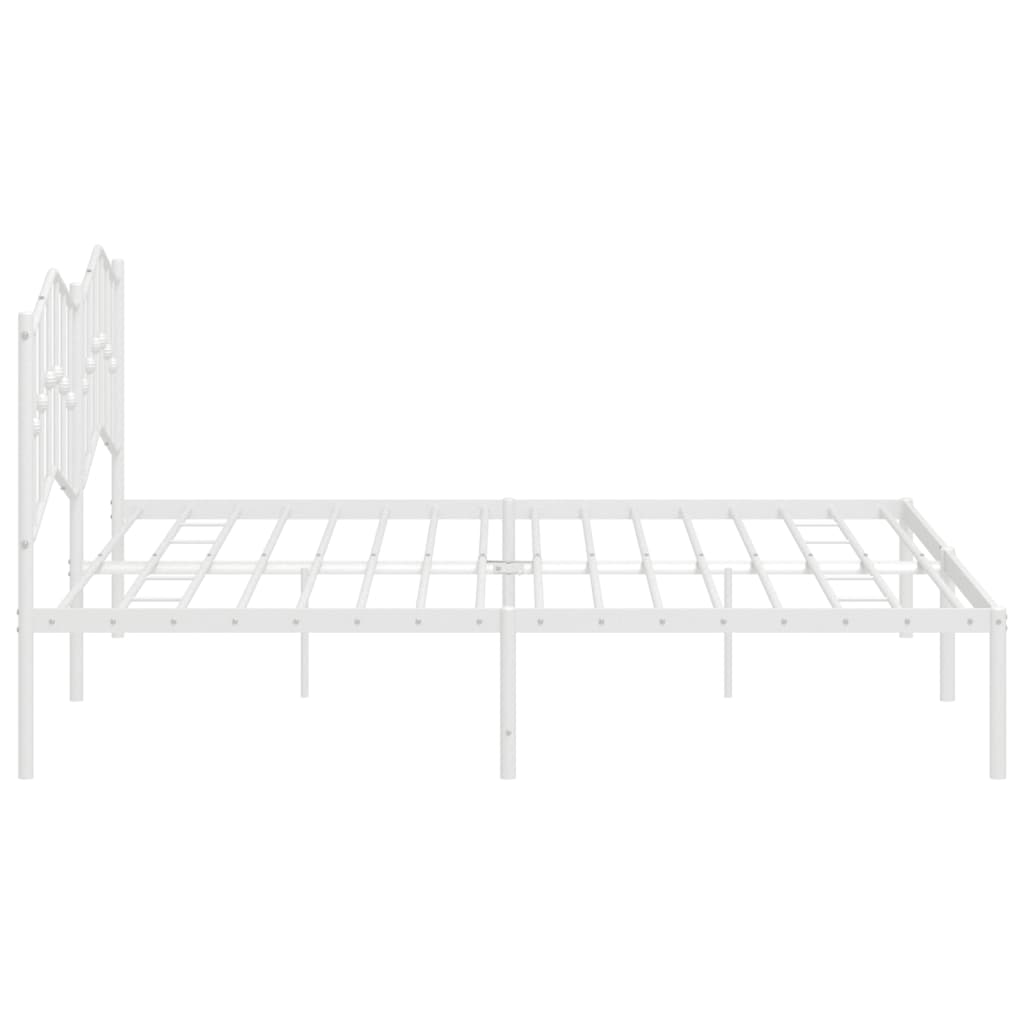 Metal Bed Frame without Mattress with Headboard White 76"x79.9"