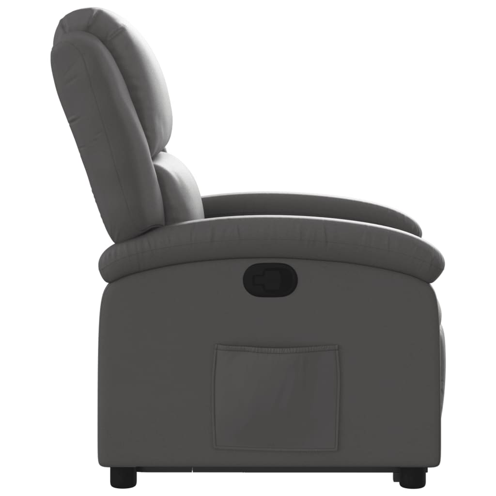 Stand up Recliner Chair Gray Real Leather