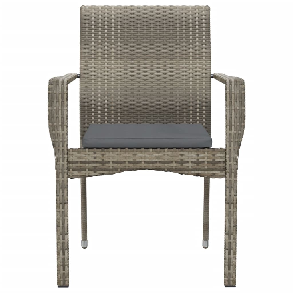 Patio Chairs with Cushions 2 pcs Poly Rattan Gray