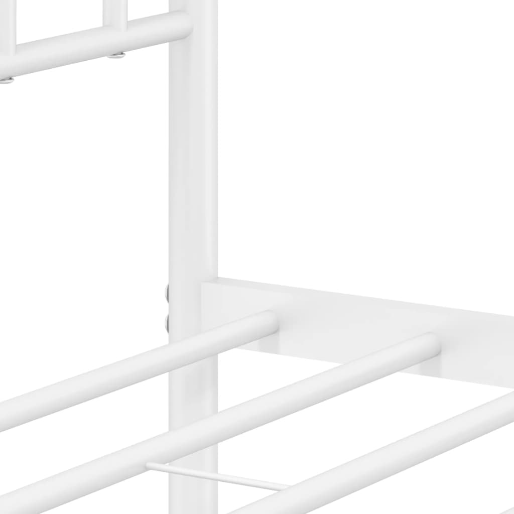 Metal Bed Frame without Mattress with Headboard White 59.1"x78.7"