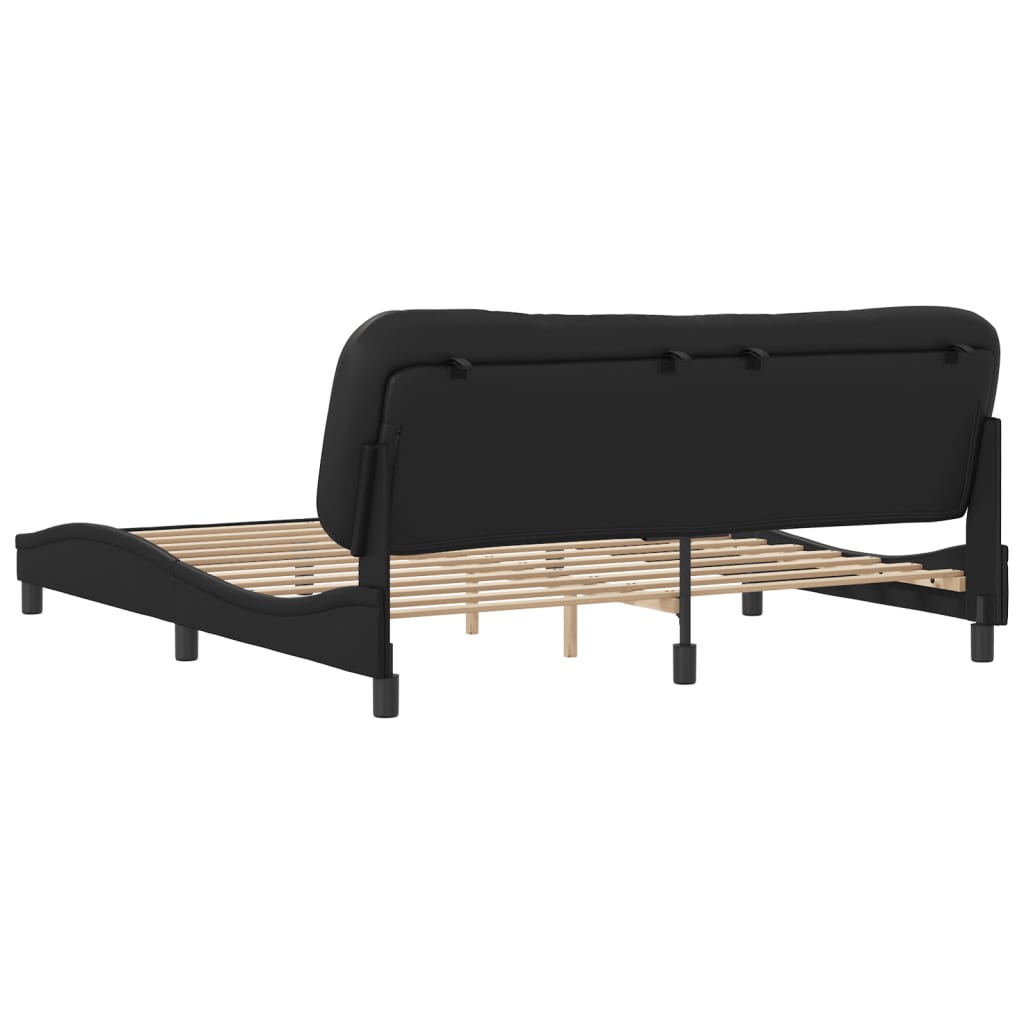 Bed Frame with Headboard Black 72"x83.9" California King Faux Leather