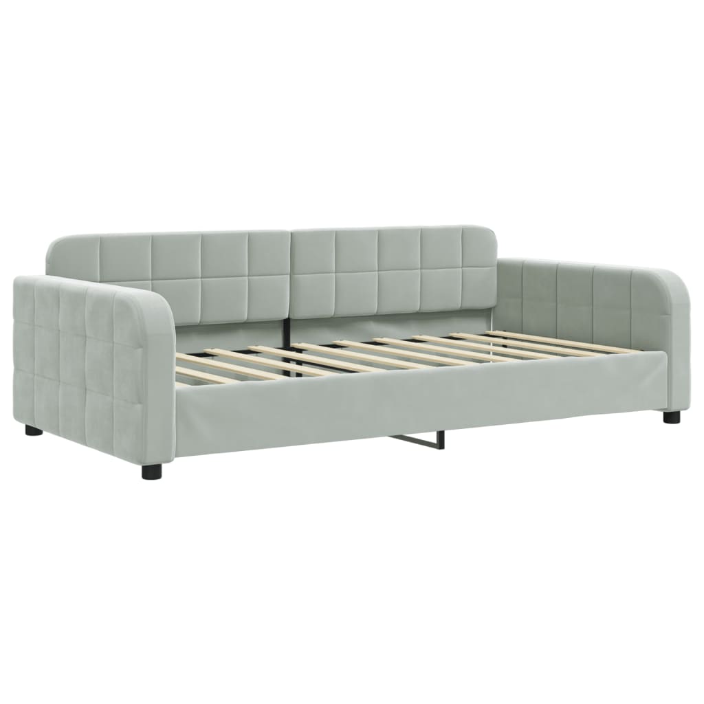 Day Bed without Mattress Light Gray 39.4"x74.8" Velvet