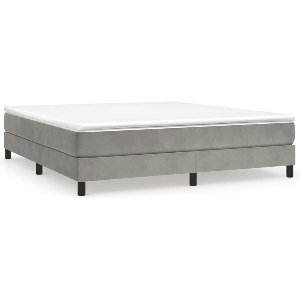 Bed Frame without Mattress Light Gray King Velvet (US Only)