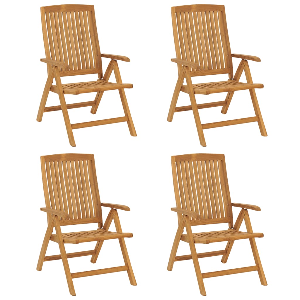 Reclining Patio Chairs with Cushions 4 pcs Solid Wood Teak