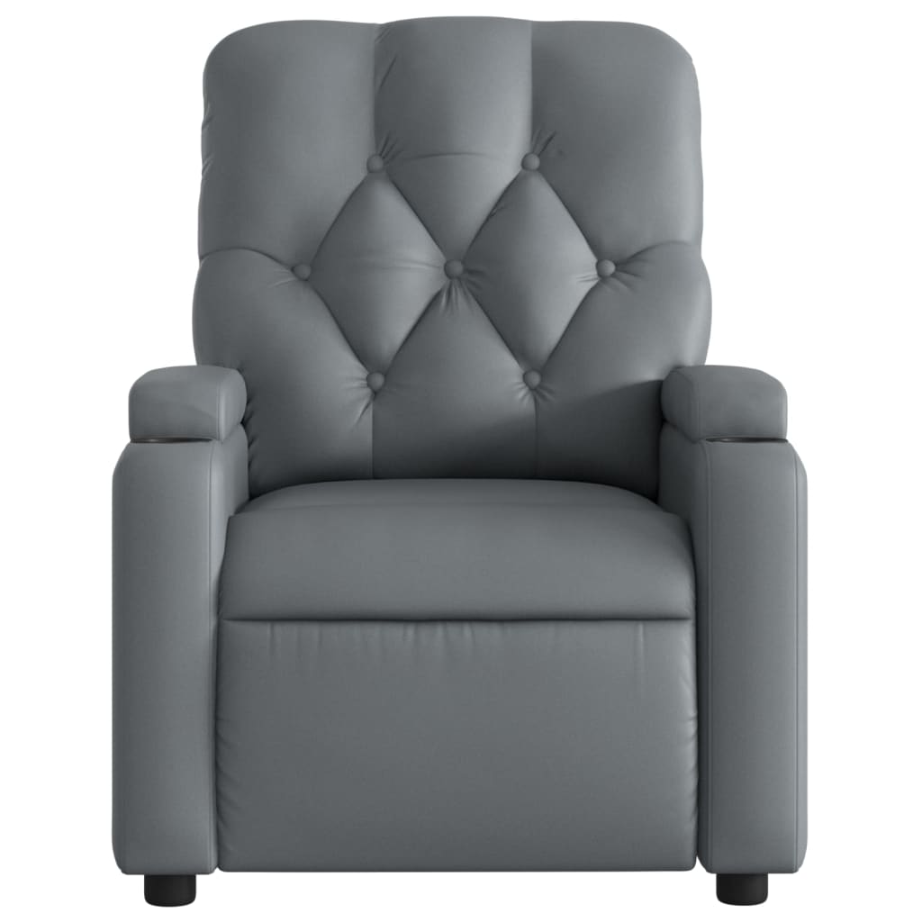 Electric Massage Recliner Chair Gray Faux Leather