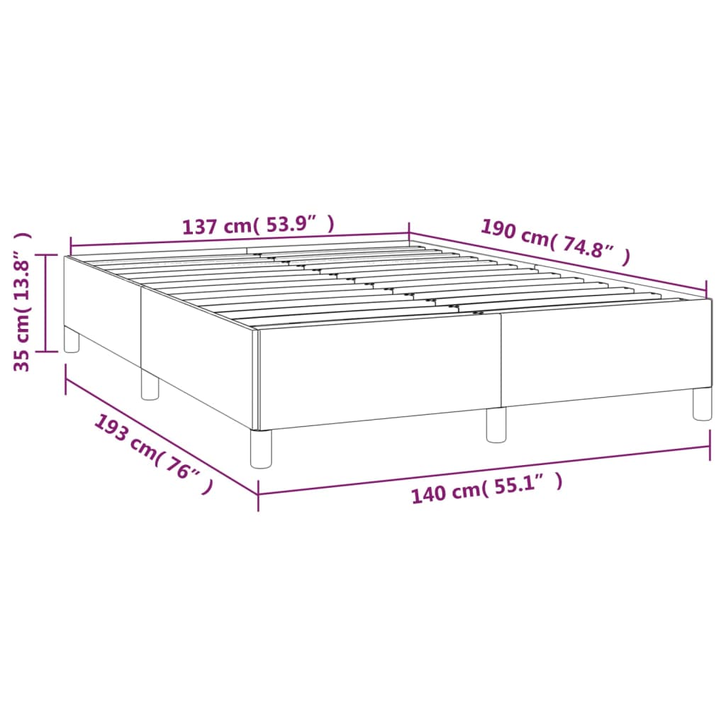 Bed Frame without Mattress Light Gray 53.9"x74.8" Full Fabric