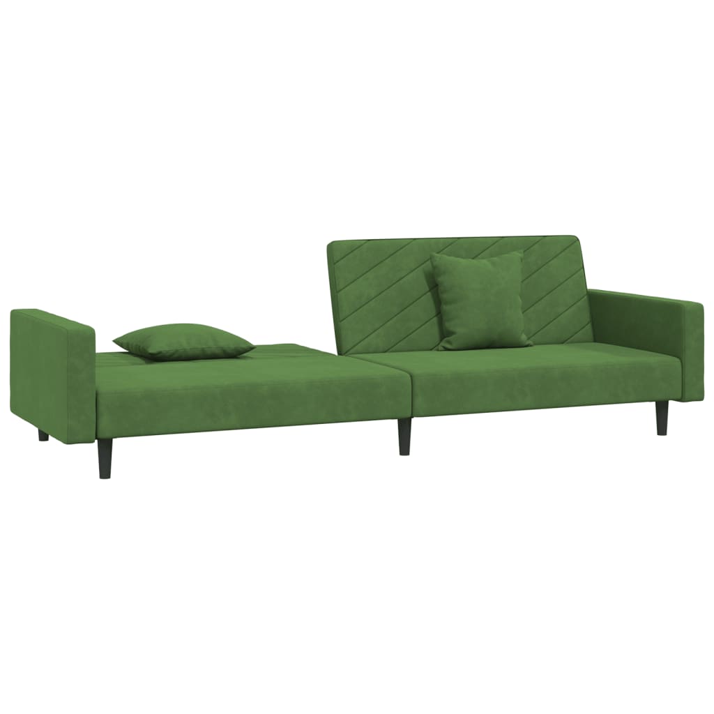 2-Seater Sofa Bed with Two Pillows Dark Green Velvet