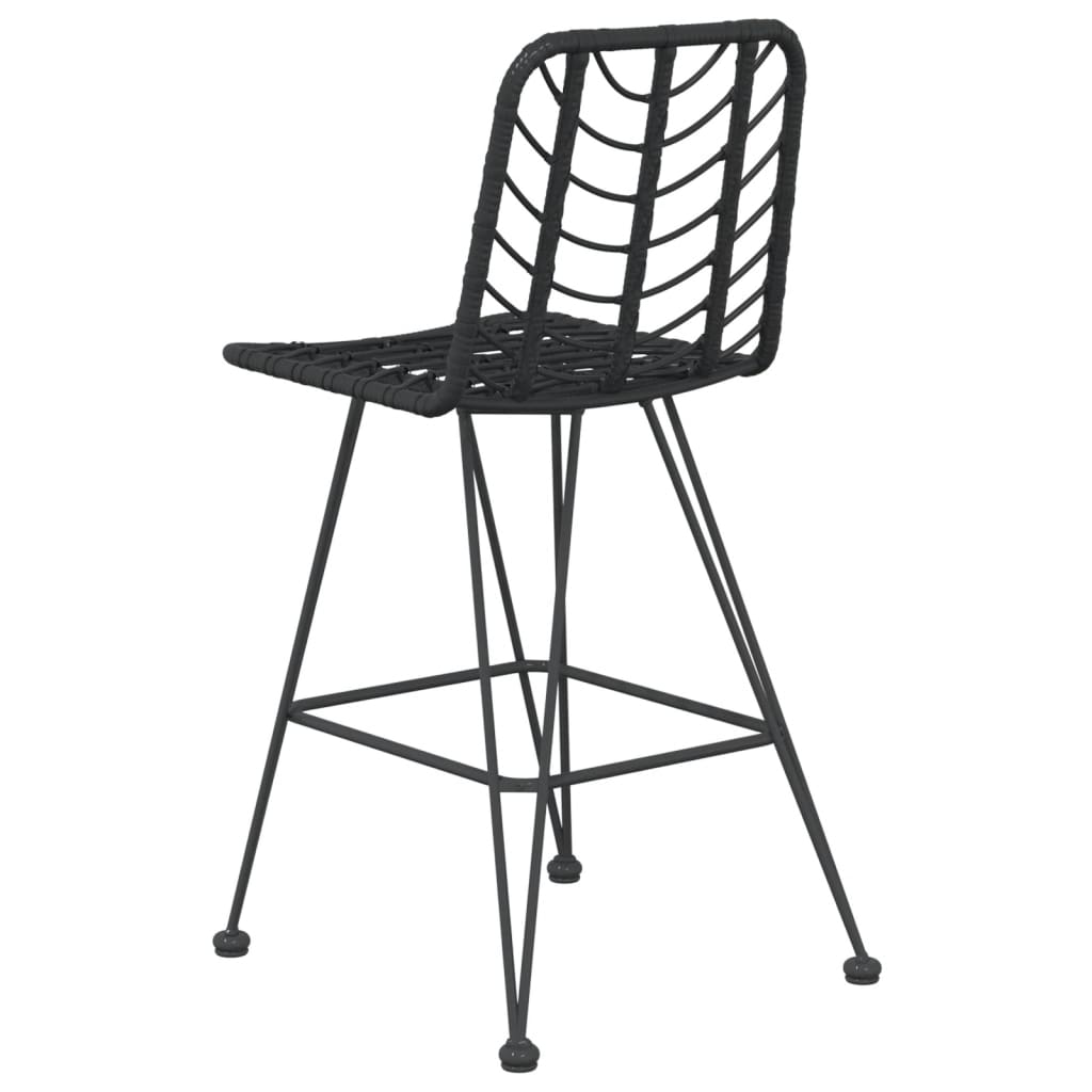 Bar Stools 2 pcs Black 17.7"x22"x40.7" PE Rattan and Steel