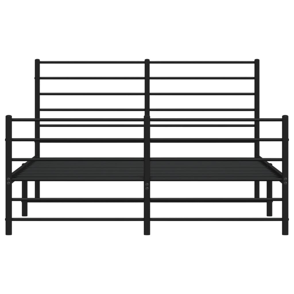 Metal Bed Frame without Mattress with Footboard Black 53.1"x74.8"