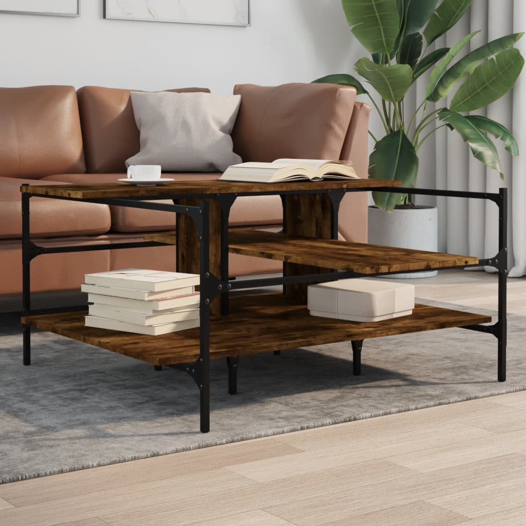 Coffee Table Smoked Oak 39.4"x39.4"x19.1" Engineered Wood