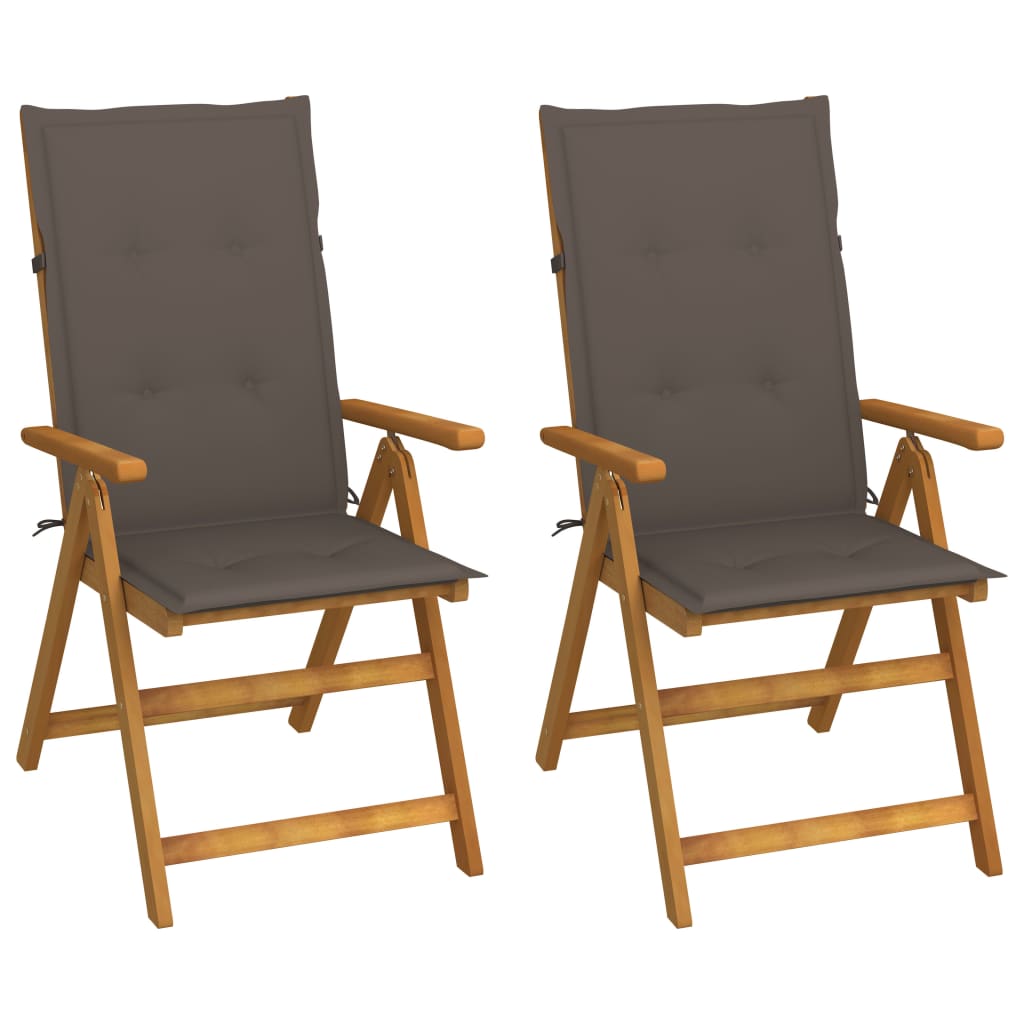 Patio Reclining Chairs 4 pcs with Cushions Solid Acacia Wood