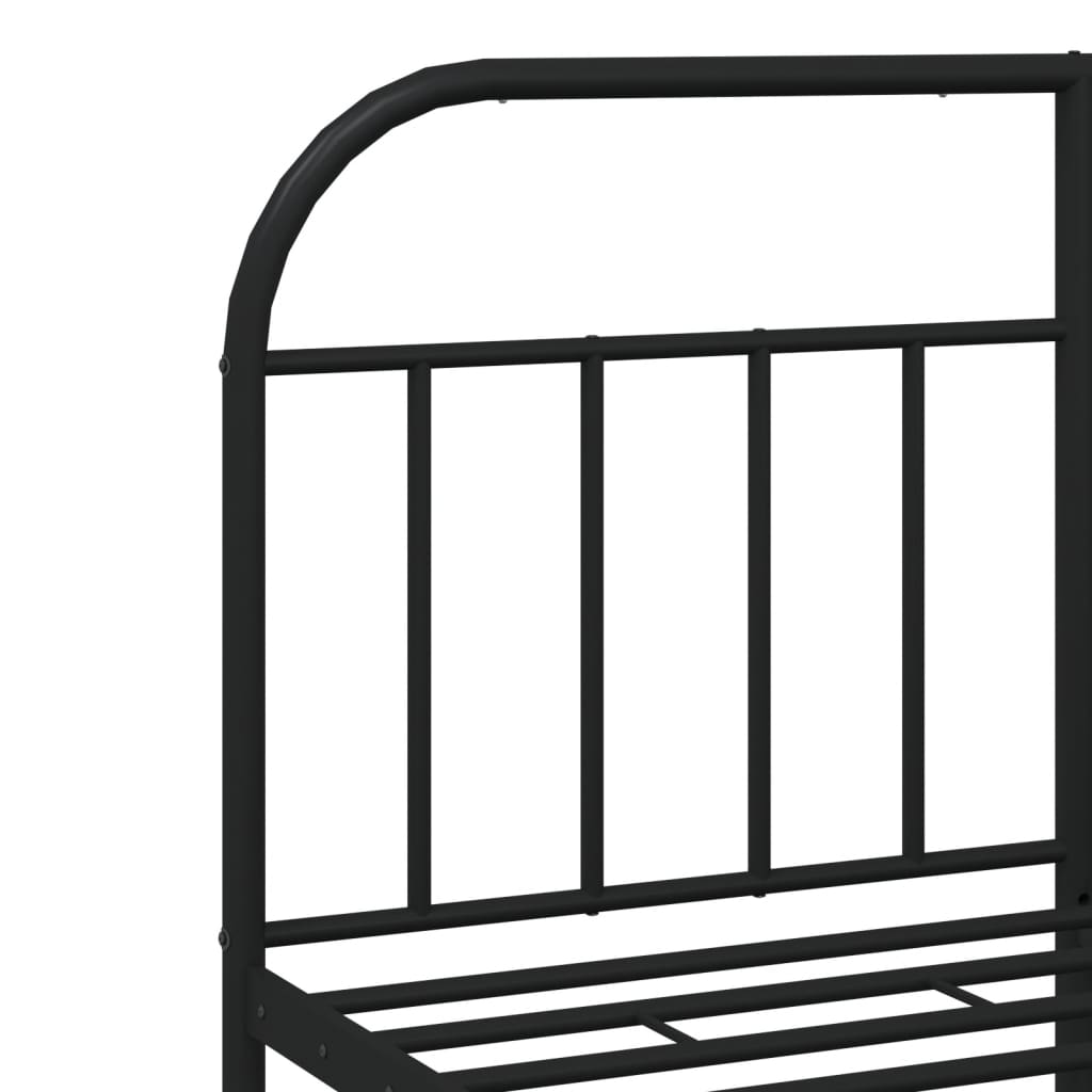 Metal Bed Frame without Mattress with Footboard Black 53.1"x74.8"