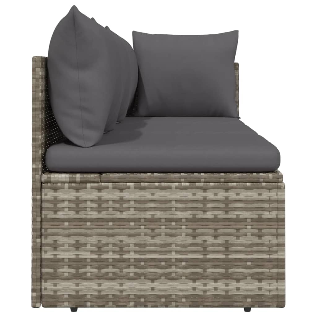 3 Piece Patio Lounge Set with Cushions Gray Poly Rattan