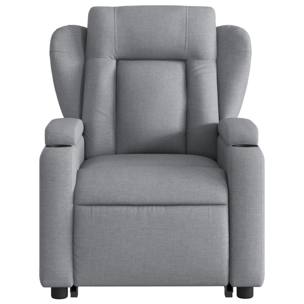 Electric Stand up Massage Recliner Chair Light Gray Fabric