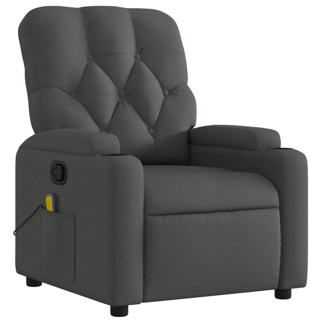 Massage Recliner Chair Dark Gray Fabric