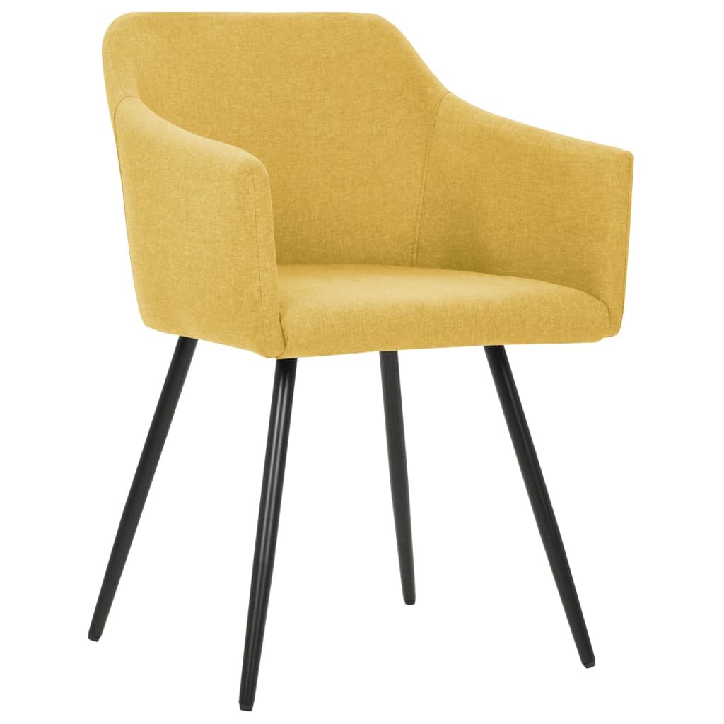 Dining Chairs 4 pcs Yellow Fabric