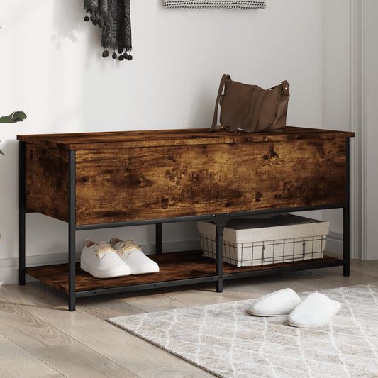 Storage Bench Smoked Oak 39.4"x16.7"x18.5" Engineered Wood