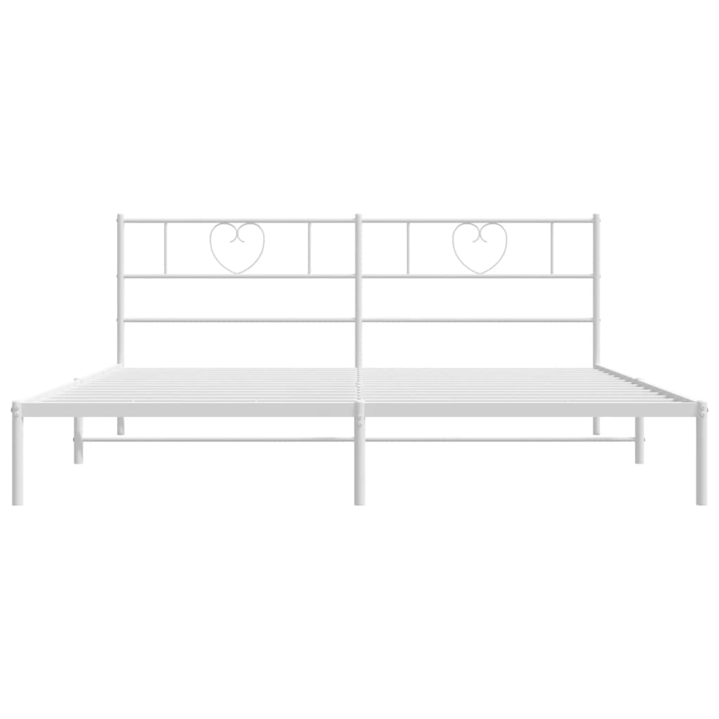 Metal Bed Frame without Mattress with Headboard White 76"x79.9"