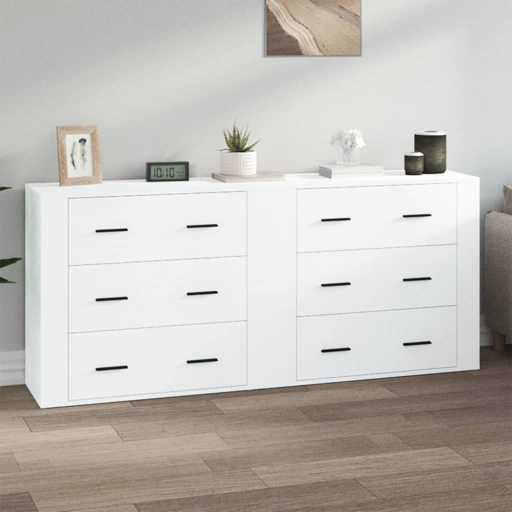 Sideboards 2 pcs Black Engineered Wood