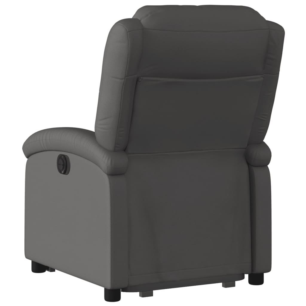 Electric Stand up Recliner Chair Gray Real Leather