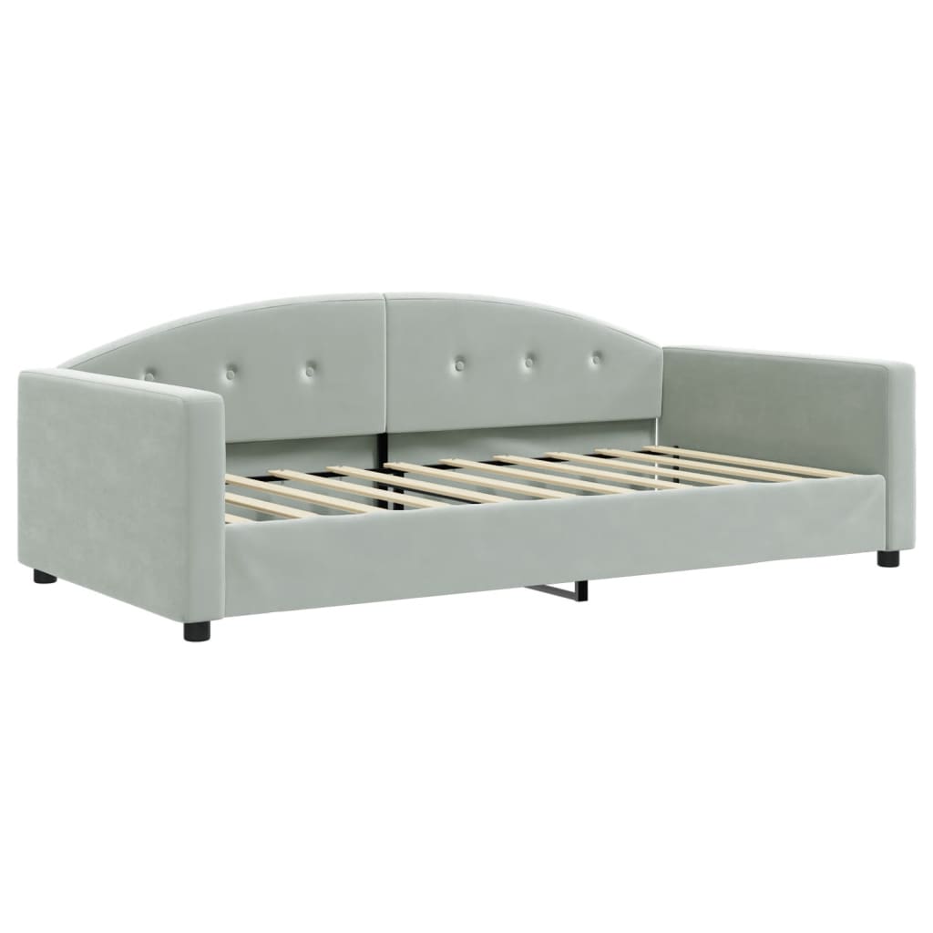 Day Bed without Mattress Light Gray 39.4"x74.8" Velvet