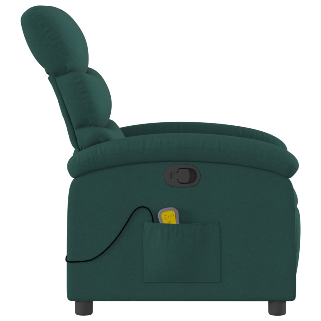 Massage Recliner Chair Dark Green Fabric