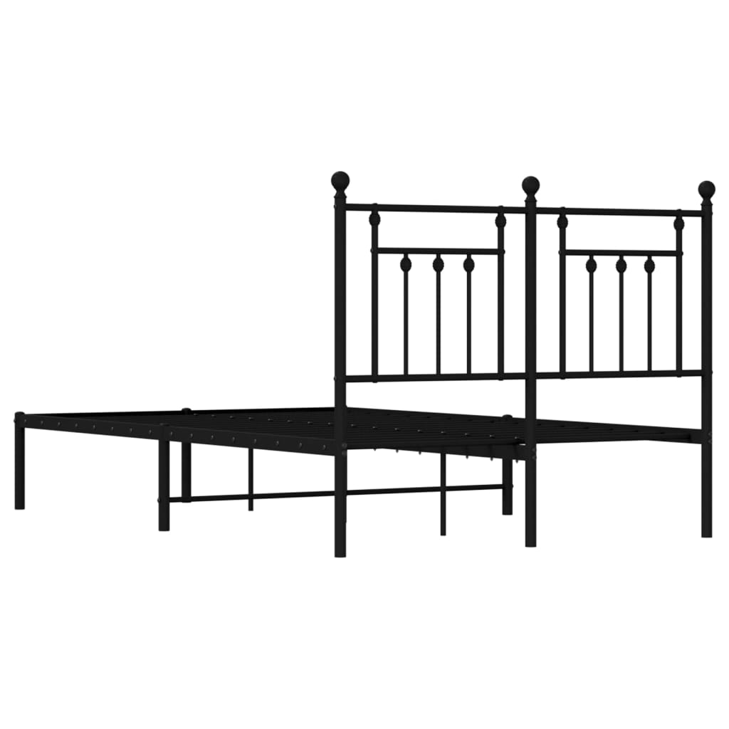 Metal Bed Frame without Mattress with Headboard Black 53.1"x74.8"