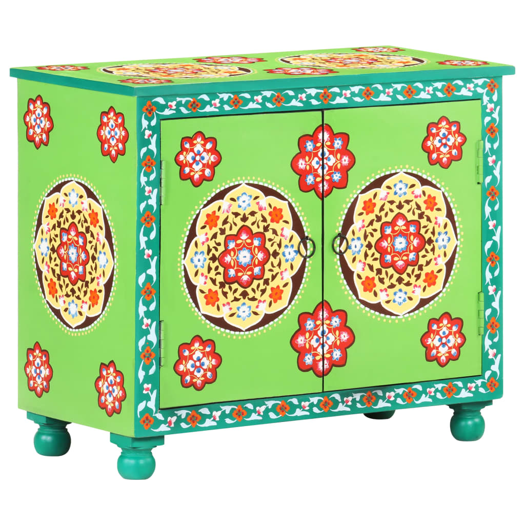 Hand Painted Sideboard Multicolor 27.6"x13.8"x23.6" Solid Mango Wood