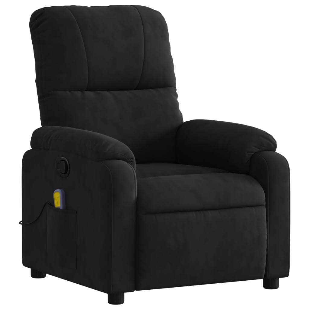 Massage Recliner Chair Black Microfiber Fabric