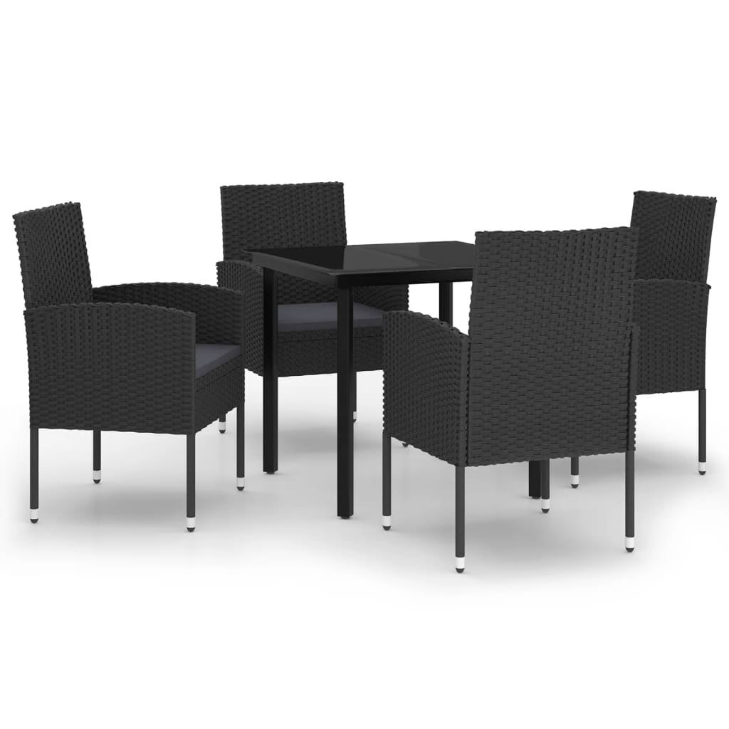 5 Piece Patio Dining Set Black