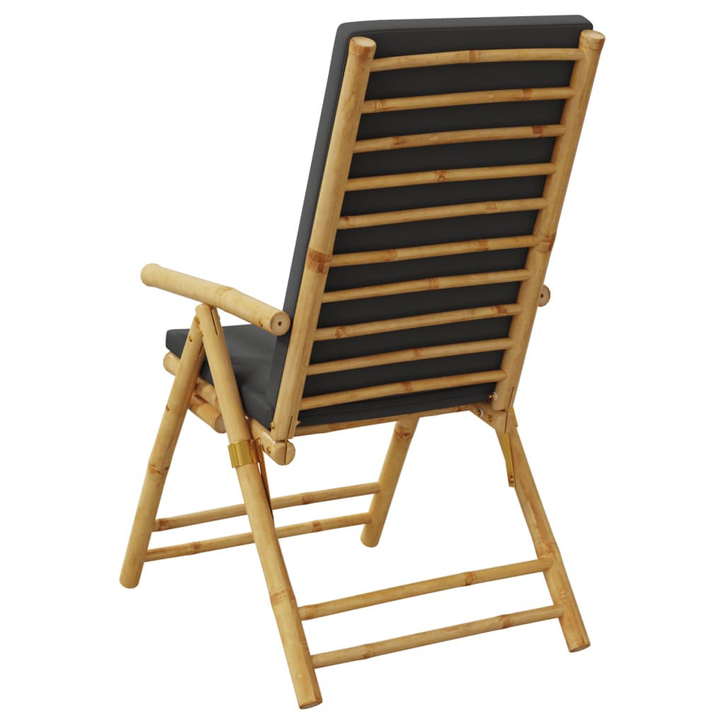 Folding Bistro Chairs 2 pcs with Cushions Bamboo