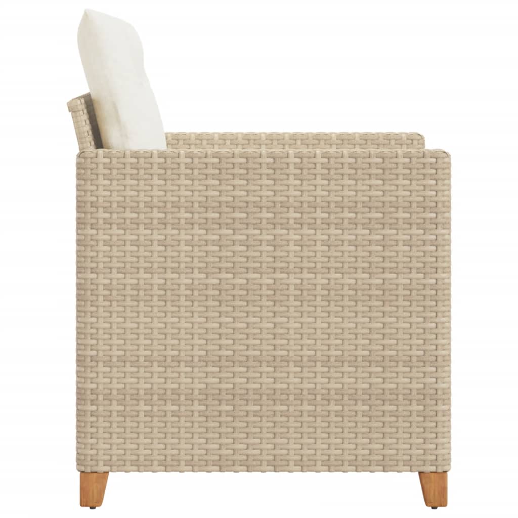 Patio Chair with Cushions Beige Poly Rattan