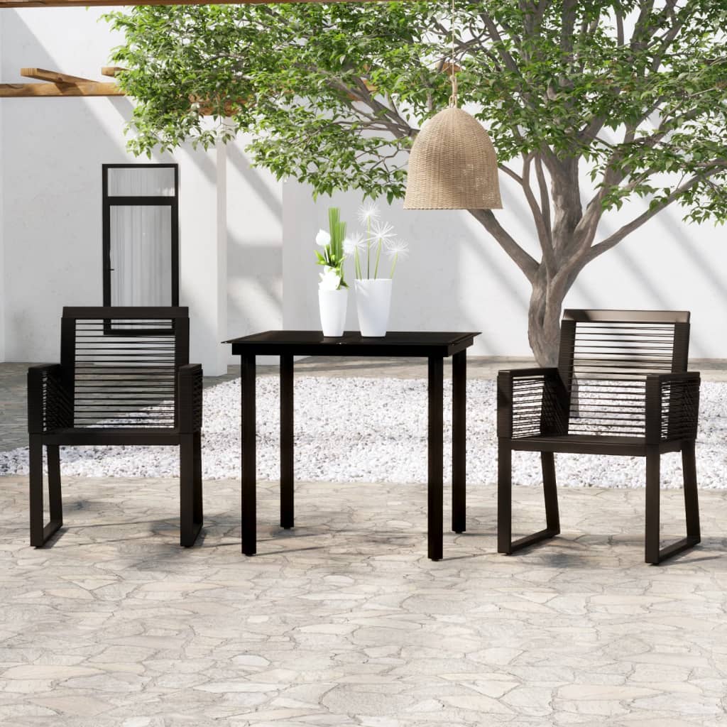 3 Piece Patio Dining Set Black