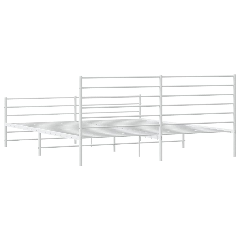 Metal Bed Frame without Mattress with Footboard White 72"x83.9"