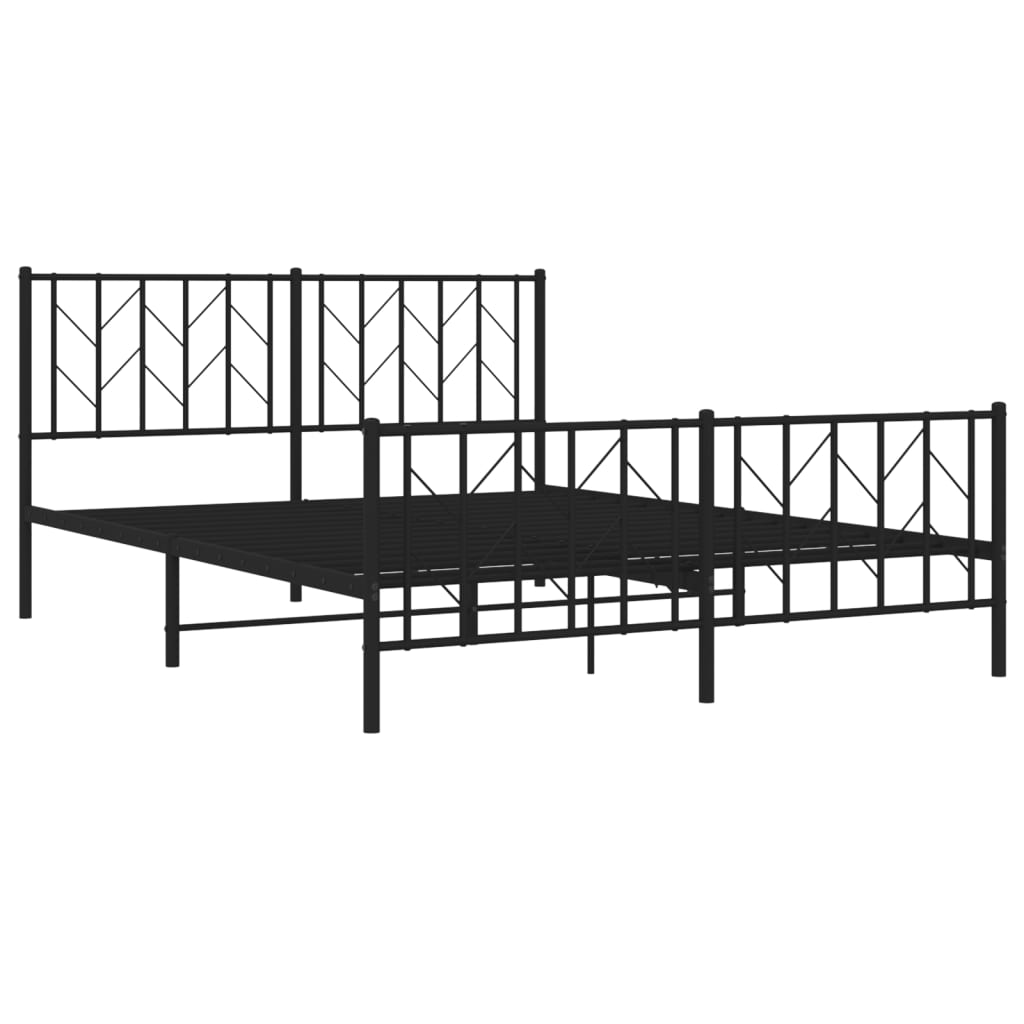 Metal Bed Frame without Mattress with Footboard Black 59.1"x78.7"