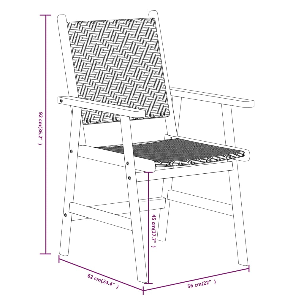 3 Piece Patio Dining Set Solid Acacia Wood