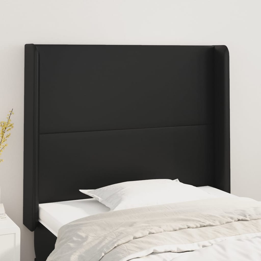 Headboard with Ears White 64.2"x6.3"x30.7"/34.6" Faux Leather