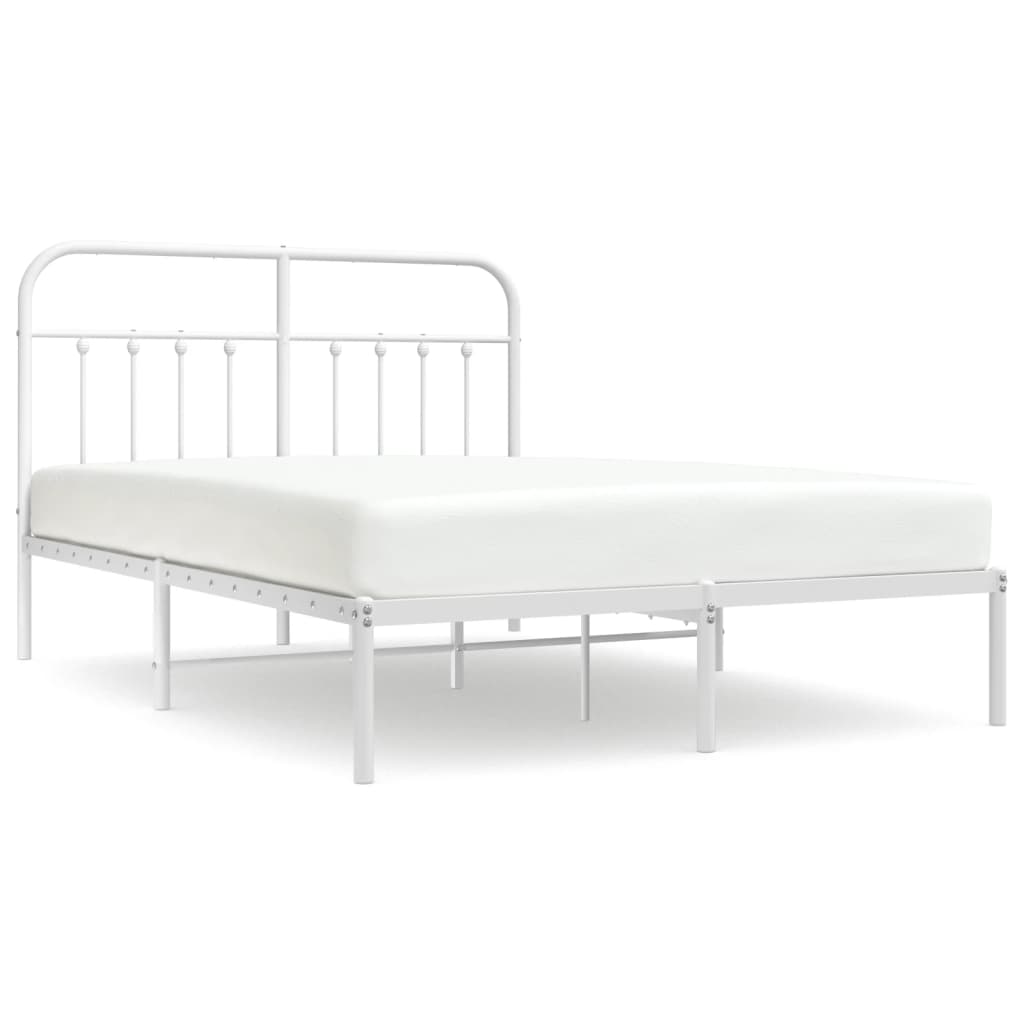 Metal Bed Frame without Mattress with Headboard White 59.1"x78.7"