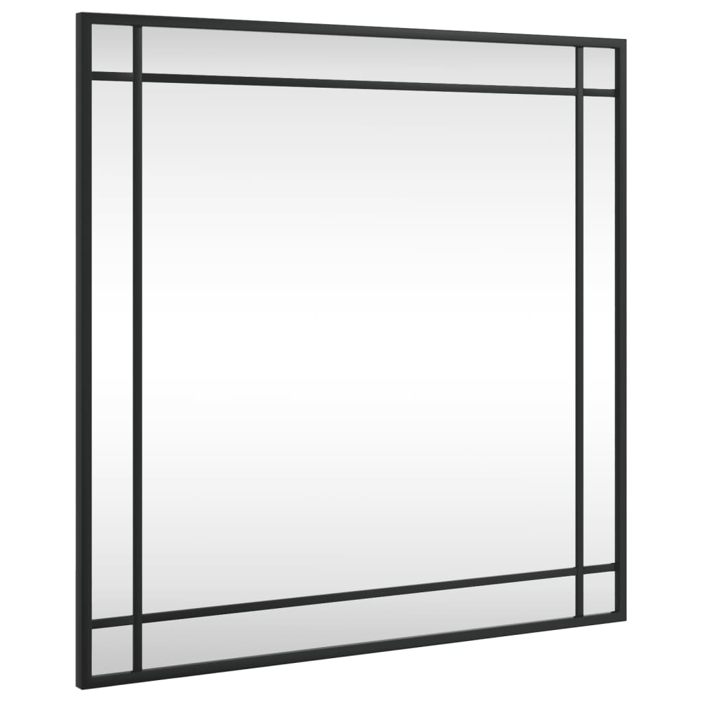 Wall Mirror Black 23.6"x23.6" Square Iron