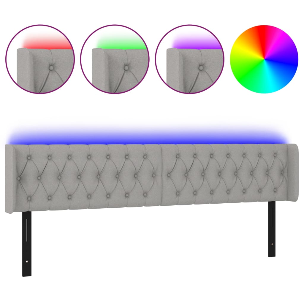 LED Headboard Light Gray 72"x6.3"x30.7"/34.6" Fabric